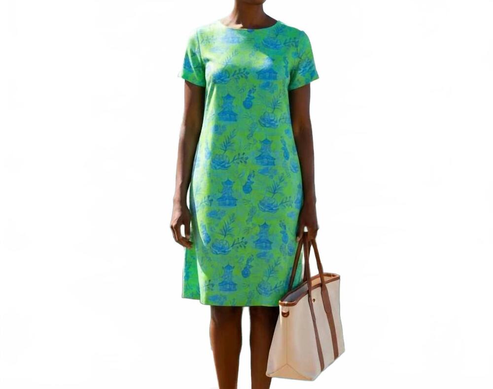 NEW KATHERINE WAY hyannis tee shirt dress in on the road to mandalay green